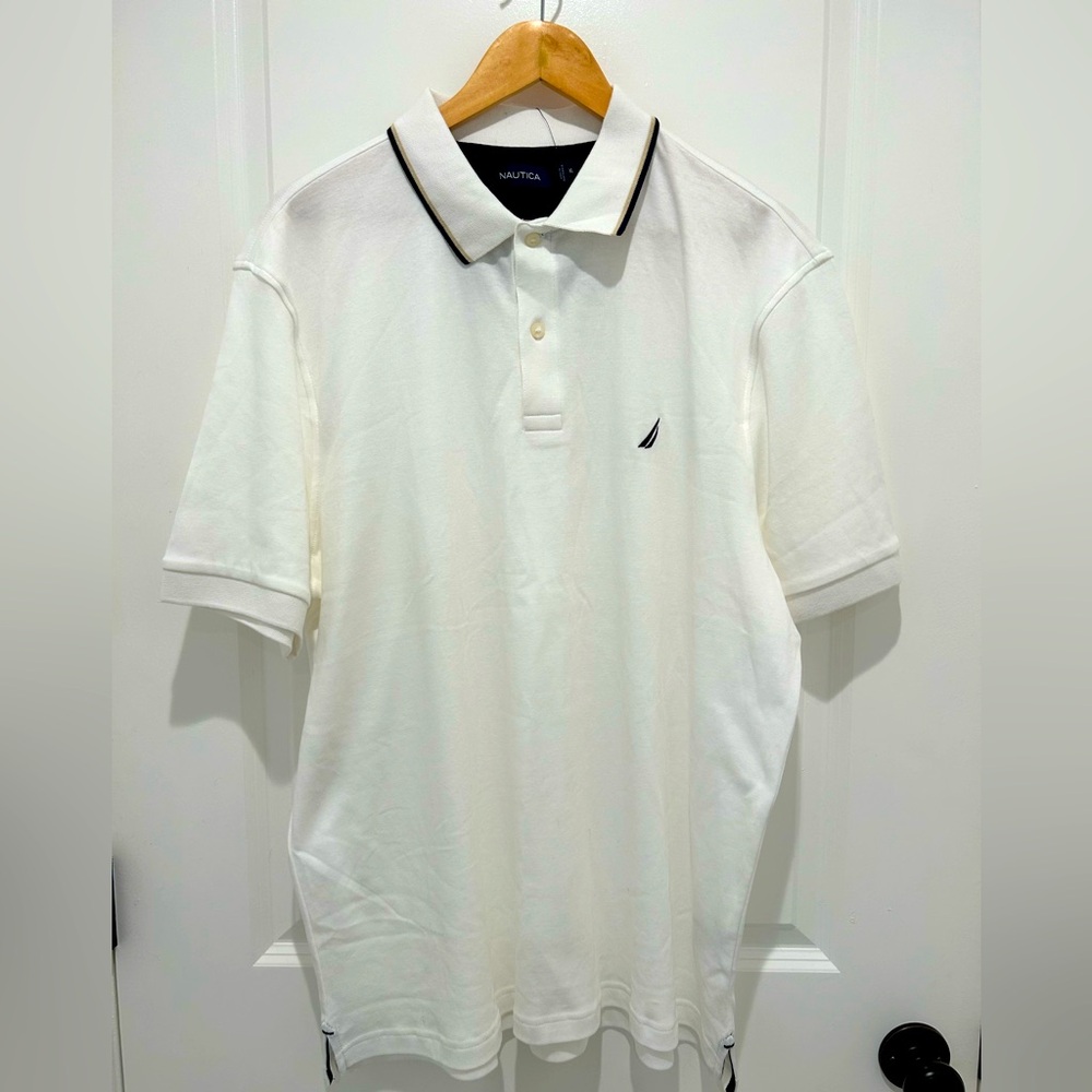 Men’s Nautica polo shirt crisp white new with tags size XL